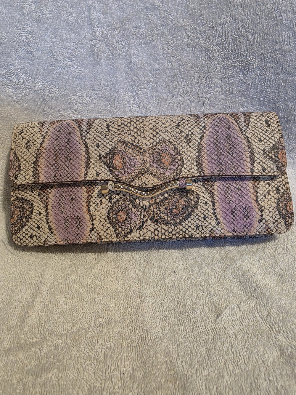Rebecca Minkoff Snakeskin Clutch with Lavender Accents